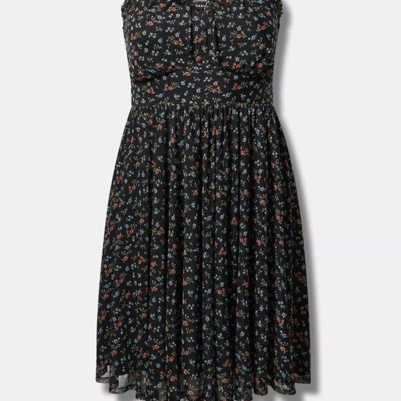 Torrid Mini Mesh Cami Shirred Bust Skater Dress NWT - Picture 4 of 4